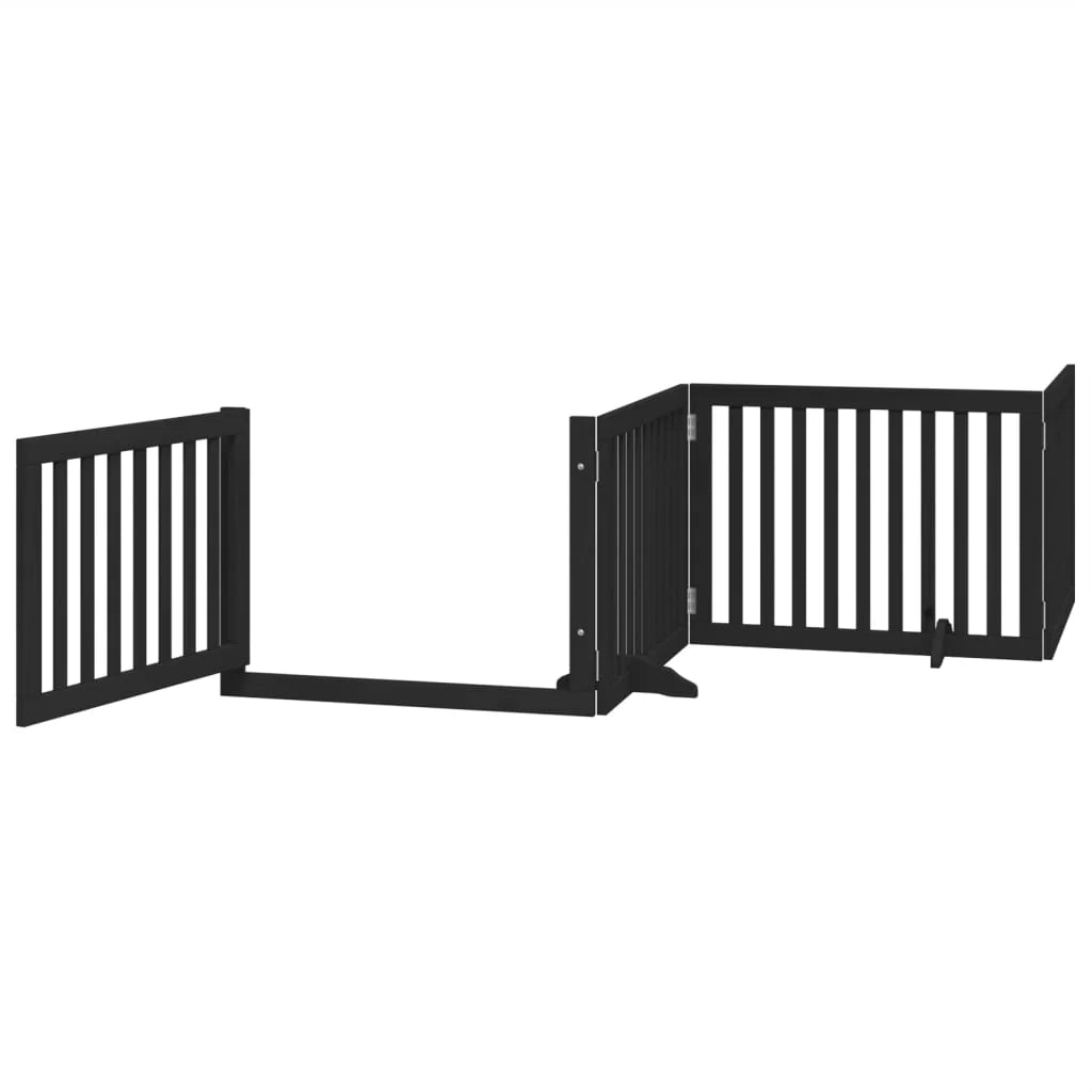 Cancelletto di sicurezza per animali domestici porta pieghevole 10 pannelli legno di pioppo nero 02_0023120