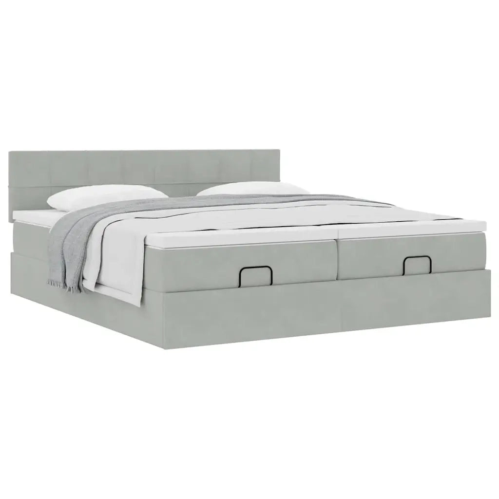 Struttura Letto Pouf con Materassi 200x200 cm Velluto 3312080