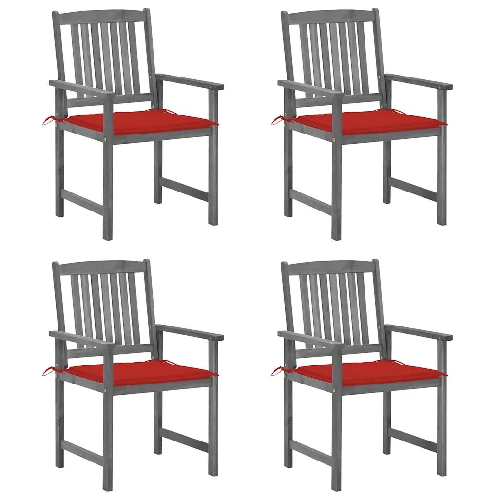 Sedie da Giardino con Cuscini 4 pz in Massello di Acacia Grigio cod mxl 17272