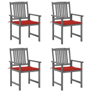 Sedie da Giardino con Cuscini 4 pz in Massello di Acacia Grigio cod mxl 17272