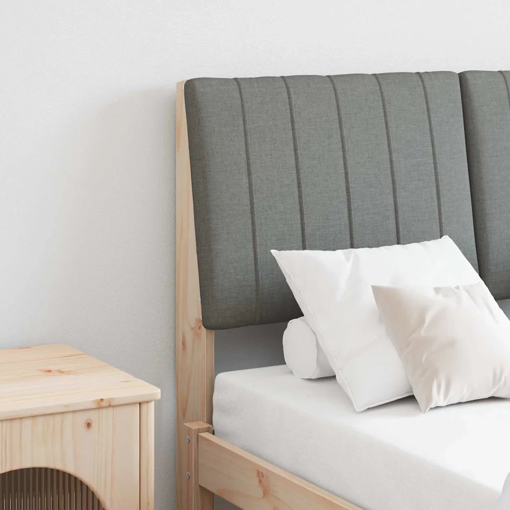 Testiera imbottita Grigio scuro 120 cm Pino massello 879405