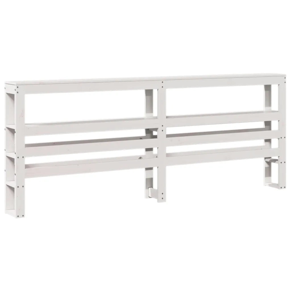 Testiera con Ripiani Bianca 180 cm in Legno Massello di Pino 850876