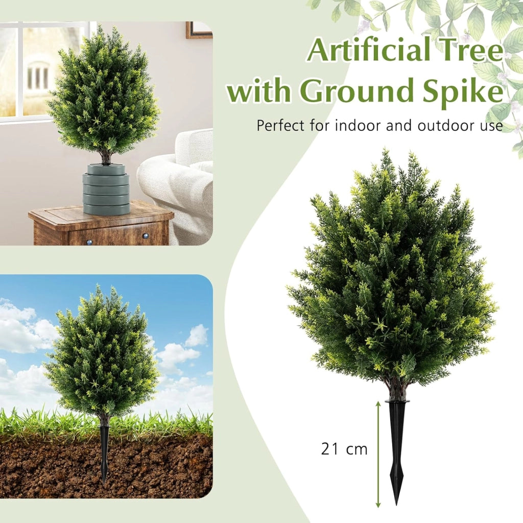 2 piante artificiali, 61 cm, pianta artificiale con picchetto, albero di cedro artificiale con foglie resistenti ai raggi UV, piante di cipresso, piante decorative per interni ed esterni