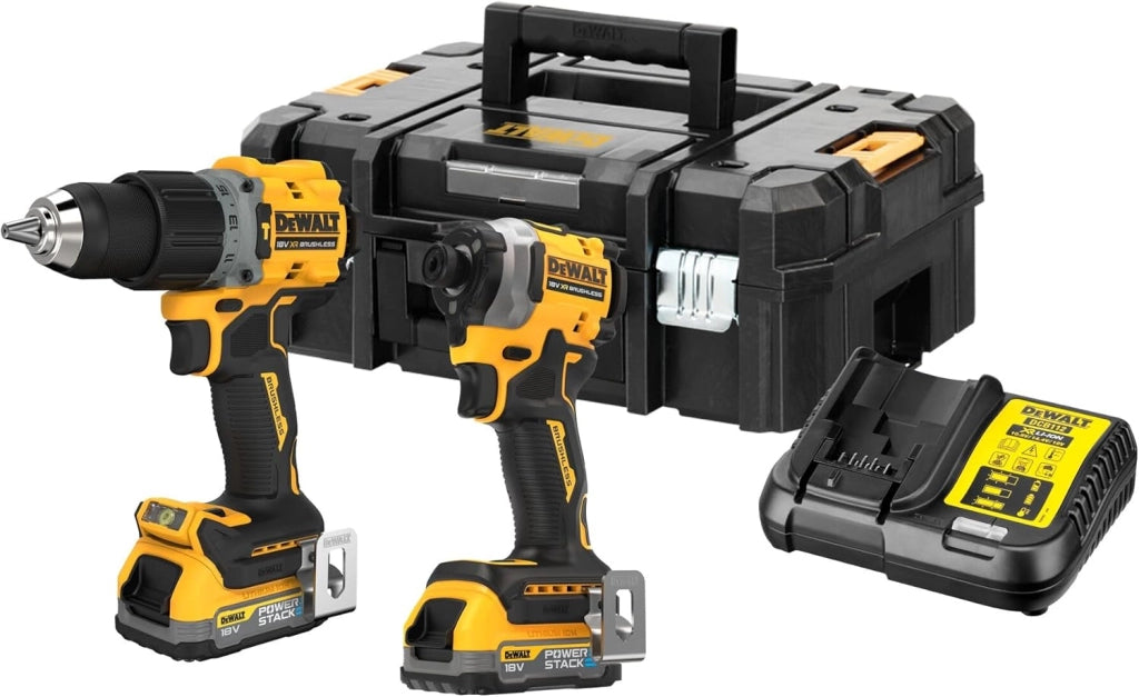 DCK2050E2T-QW Cordless Combo Pack Drill, Impact Wrench, 18 V, 1.7 Ah Power Stack Batteries