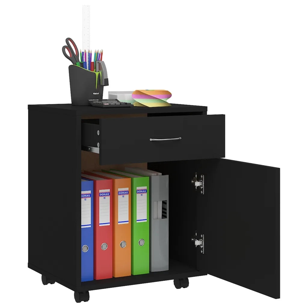 Mobiletto con Rotelle Nero 45x38x54 cm in Truciolato cod mxl 52103
