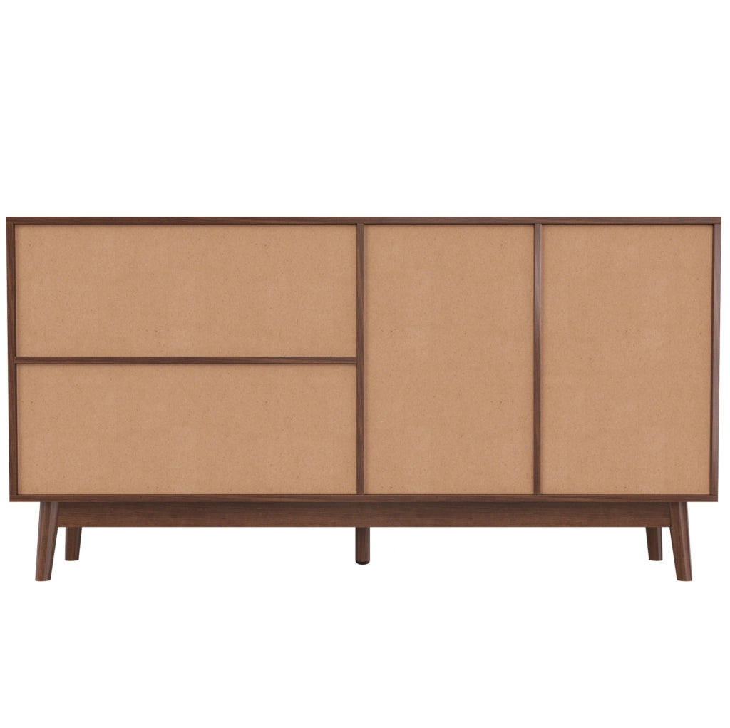 Credenza in Rattan con 3 Ante Scorrevoli e 2 Cassetti