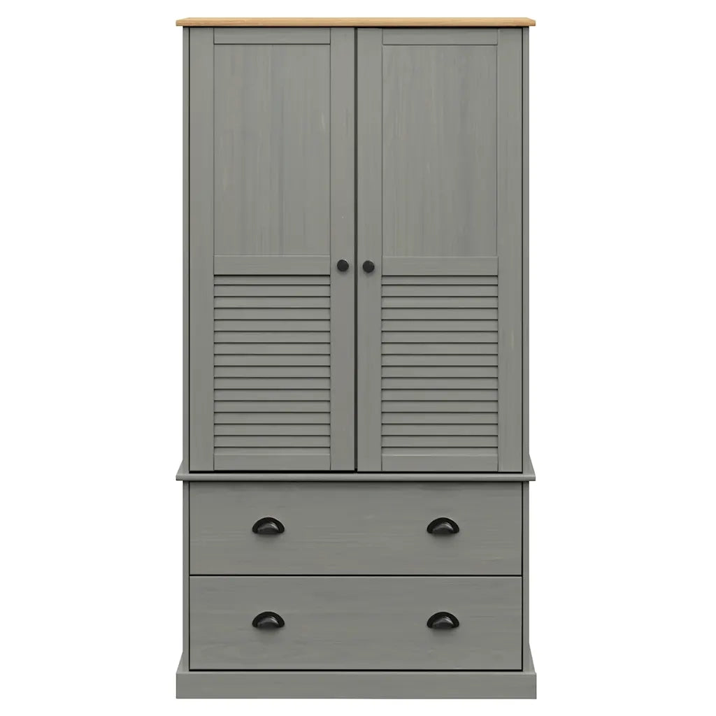 Armadio VIGO 90x55x170 cm in Legno Massello di Pino Grigio 353165