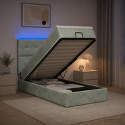 Letto Ottomano con Materasso e LED Grigio Chiaro 90 x 200 cm 3458277