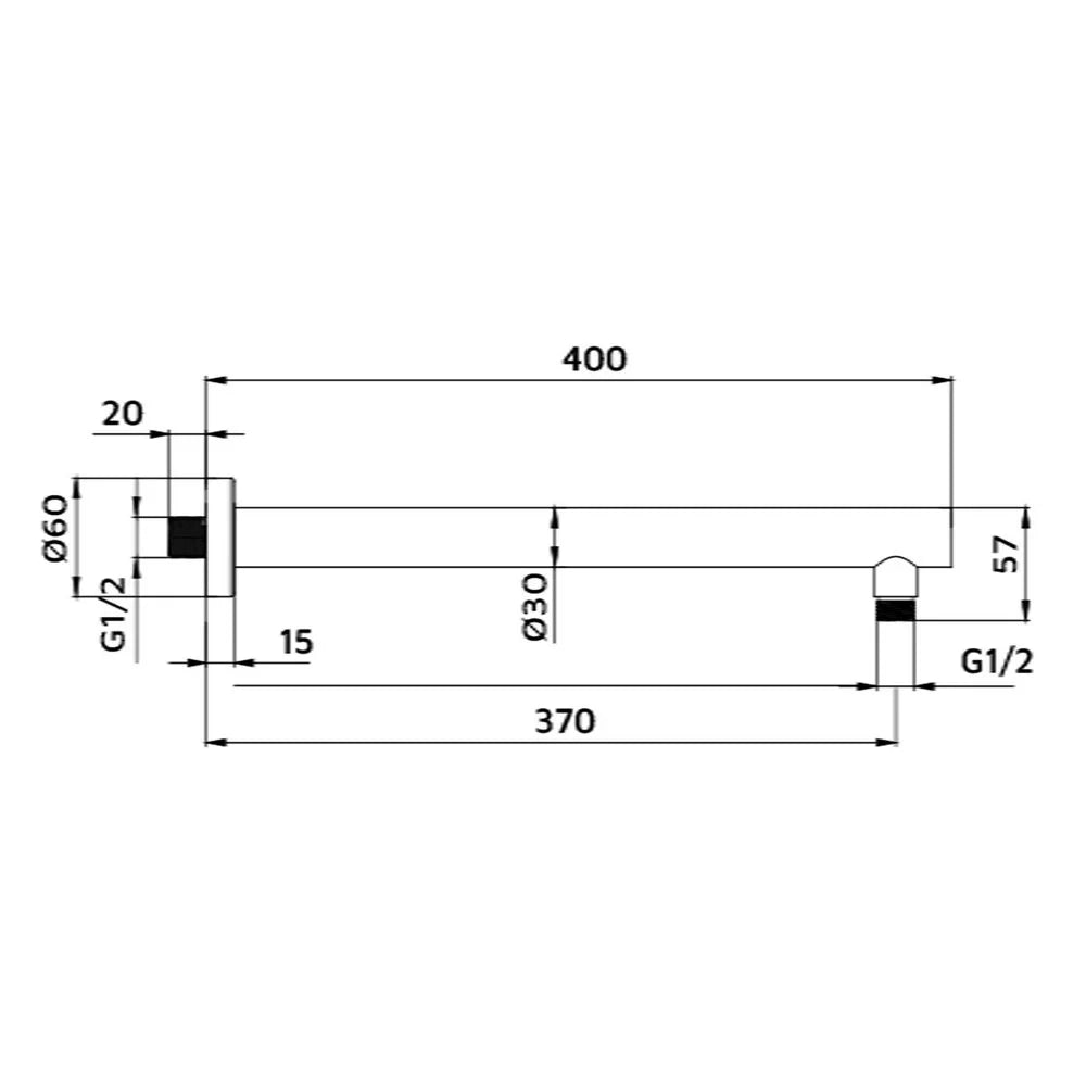Braccio doccia tondo fissaggio rinforzato 40 cm
