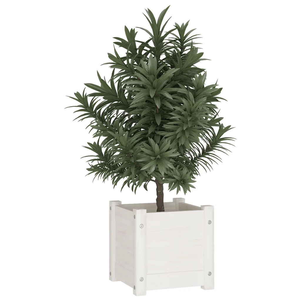 Fioriera da Giardino Bianca 31x31x31 cm Legno Massello di Pino 810524