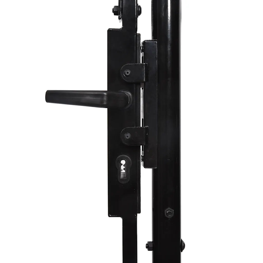 Cancello per recinzione da giardino ASSEN con parte superiore ad arco in acciaio 1,25x5 m Nero 144371