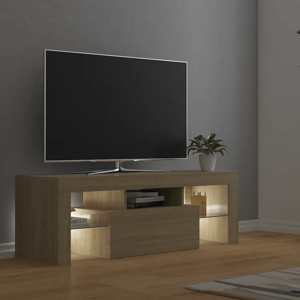 Mobile Porta TV con Luci LED Rovere Sonoma 120x35x40 cm 804349