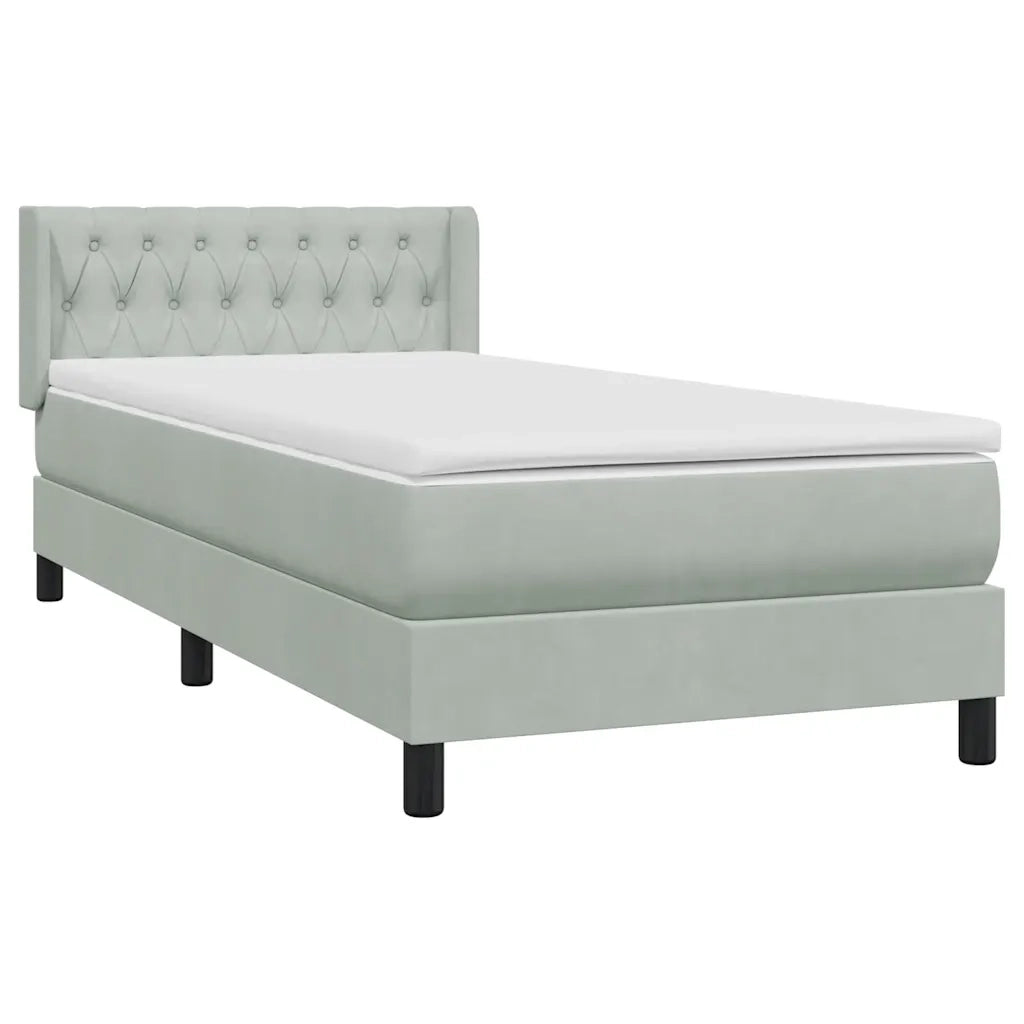 Giroletto a Molle con Materasso grigio chiaro 90x210 cm Velluto 3318351