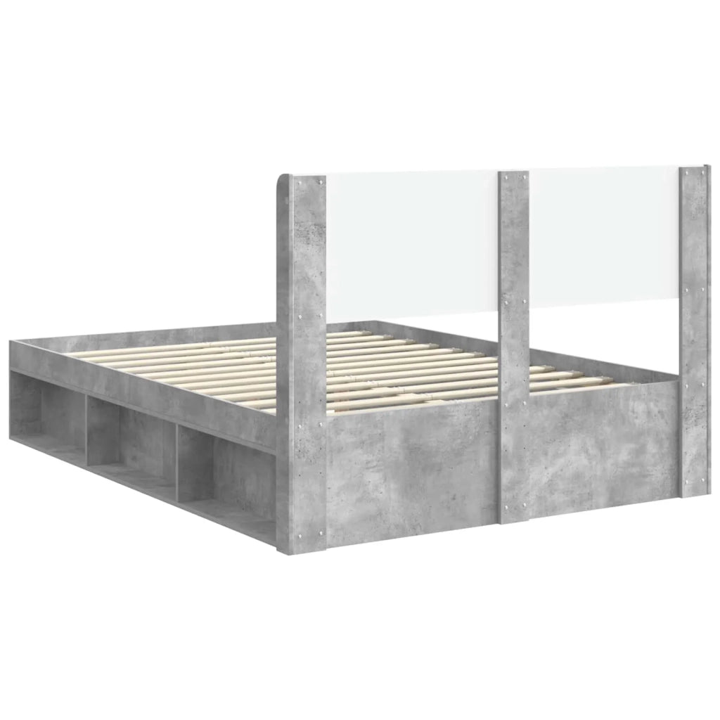 Struttura del letto con stoccaggio e testata Grigio Cemento