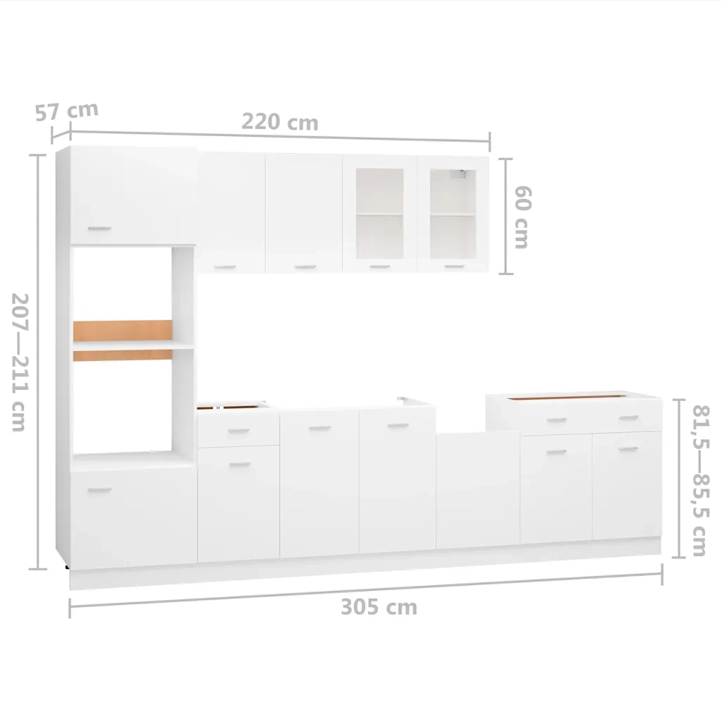 Set Armadi da Cucina 7 pz Bianco in Truciolato cod mxl 76429