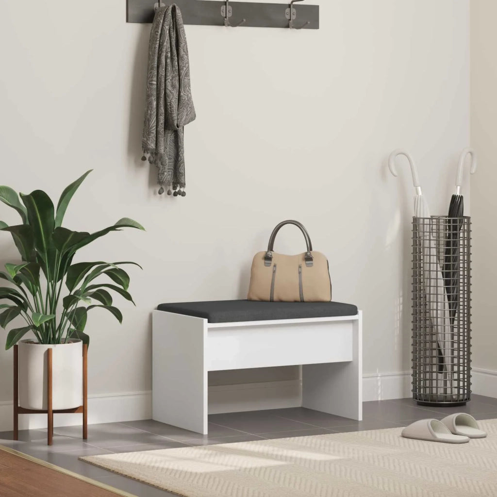 Panca per ingresso con cuscino-Sgabello-Panca da Corridoio Bianco 63 x 38 x 40 cm