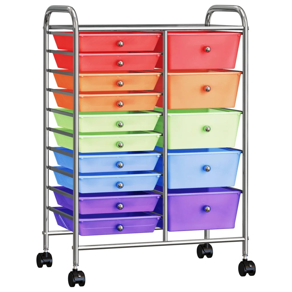 Carrello Portaoggetti XXL 15 Cassetti Multicolore in Plastica CFW7104095