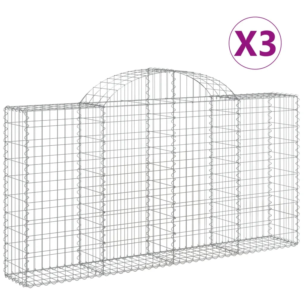 Cesti Gabbioni ad Arco 3 pz 200x30x100/120 cm Ferro Zincato 3146111