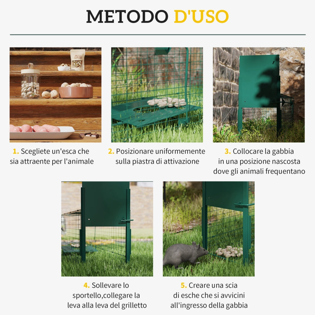 Gabbia Trappola per Piccoli Animali ¨C zephmum ¨C Verde Scuro 100x25x28 cm