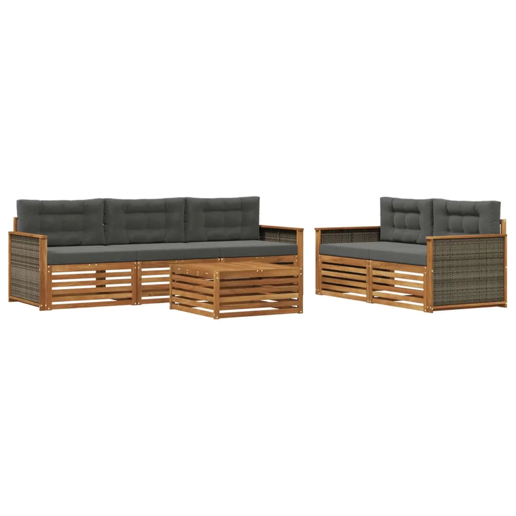 Set di divani da esterno con cuscino 6 pcs Naturale e Antracite 3383020