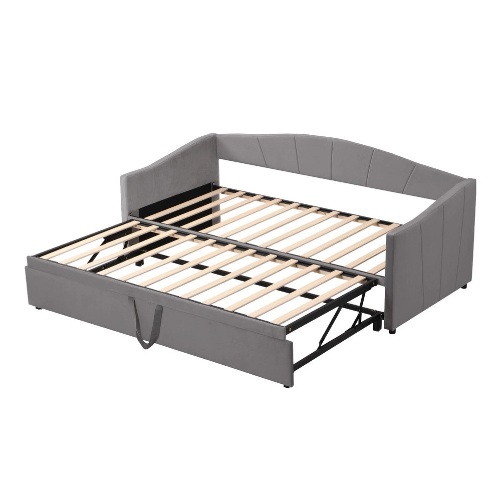 Letto Estraibile Multifunzione ¨C MINIMAL ¨C Velluto Grigio, 90/180x200