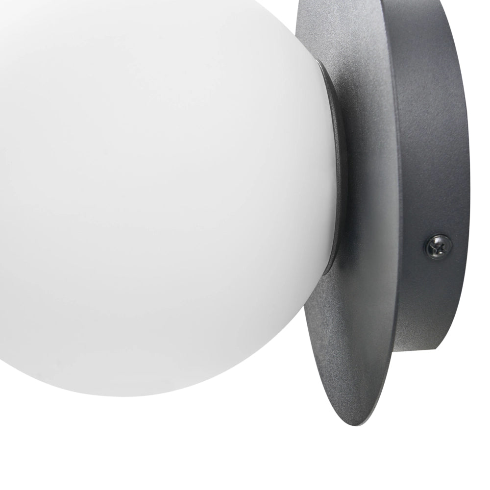 Set di 2 lampade da parete con base in metallo nero e paralume in vetro Stile moderno