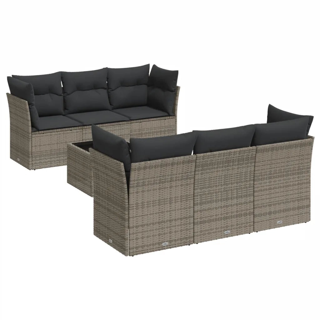 Set Divani da Giardino 7 pz con Cuscini Grigio in Polyrattancod mxl 111363