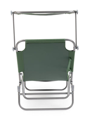 Set 4 Lettini Prendisole da Giardino 55x185x70 cm in Tessuto Poliestere con Tettuccio Orisano Verde