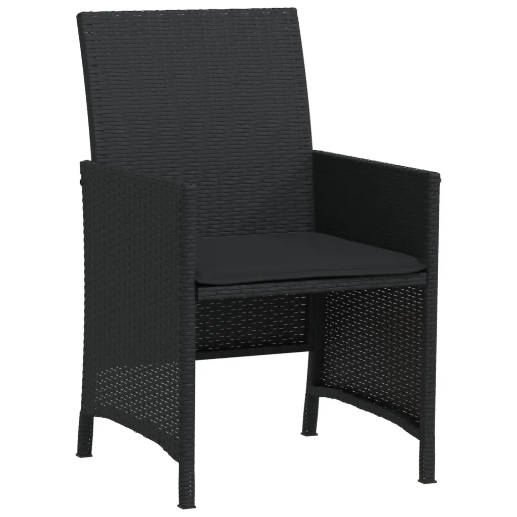 Set da Bistr¨° 3 pz | Set Salotto da Giardino con Cuscini Nero in Polyrattan