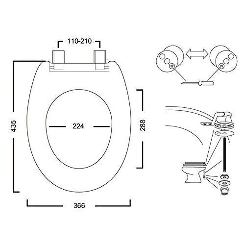 Copriwater Universale Copri WC Legno MDF Coprivaso Sedile Bianco Water pesante