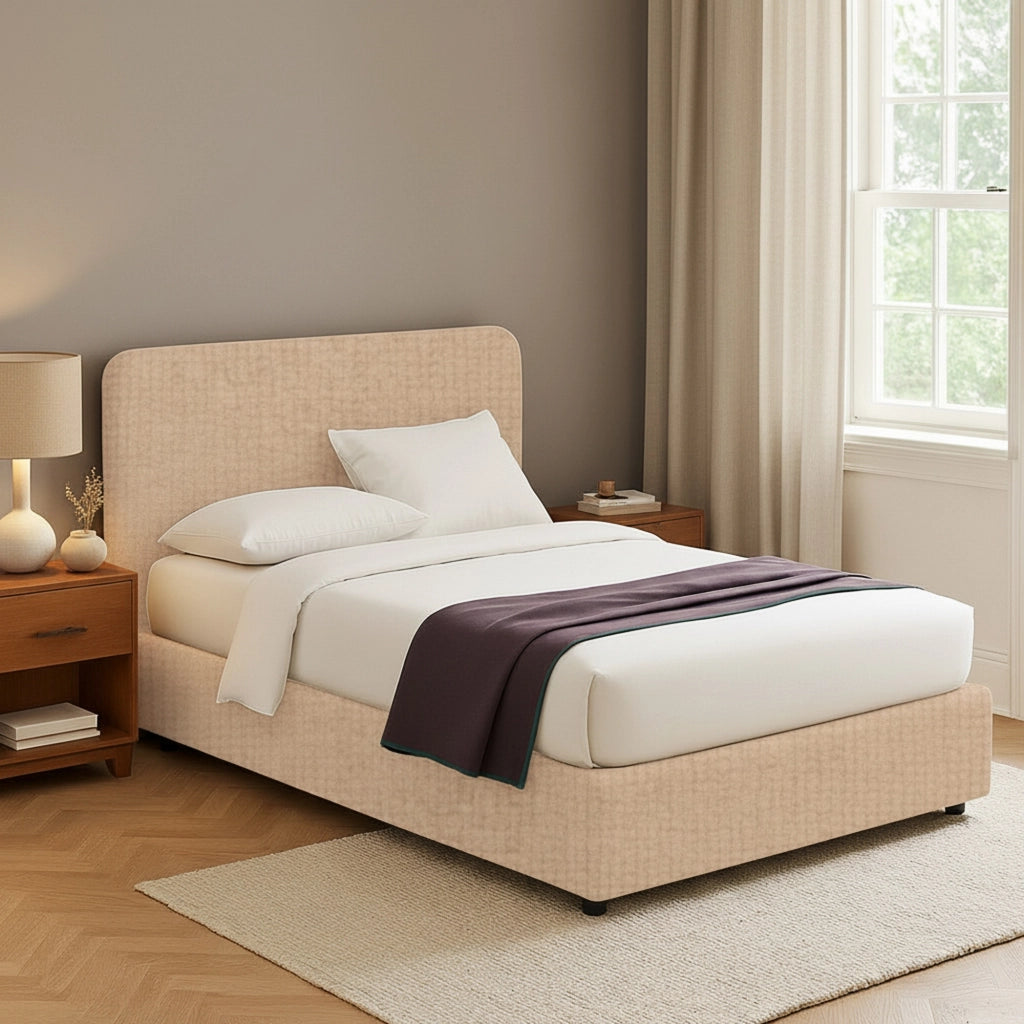 Bury, Letto Matrimoniale Sfoderabile Made in Italy, Beige