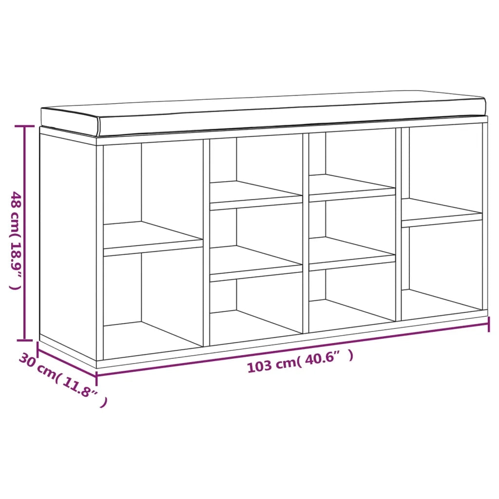 Scarpiera-Scaffale per scarpe Grigio Cemento 103x30x48 cm in Legno Multistrato