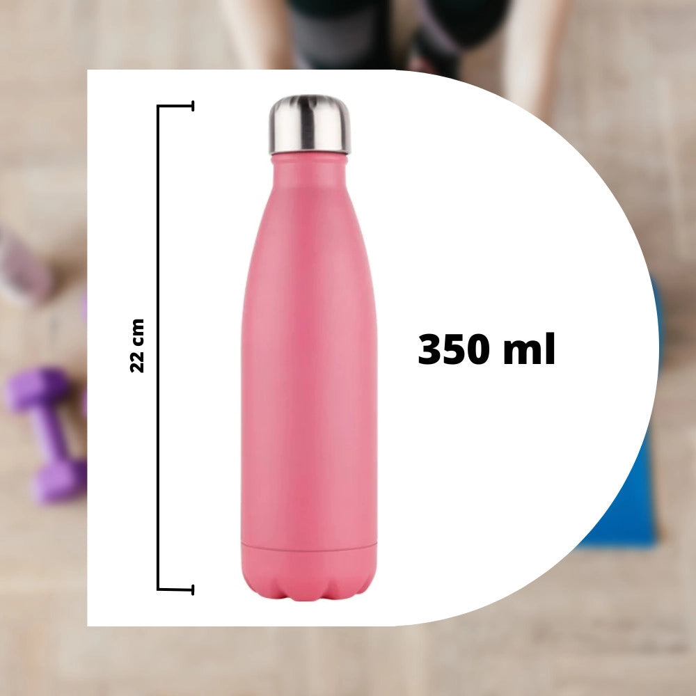 Trade Shop - Borraccia Sportiva 350 Ml Acciaio Inox Doppia Parete Per Sport Scuola Campeggio -