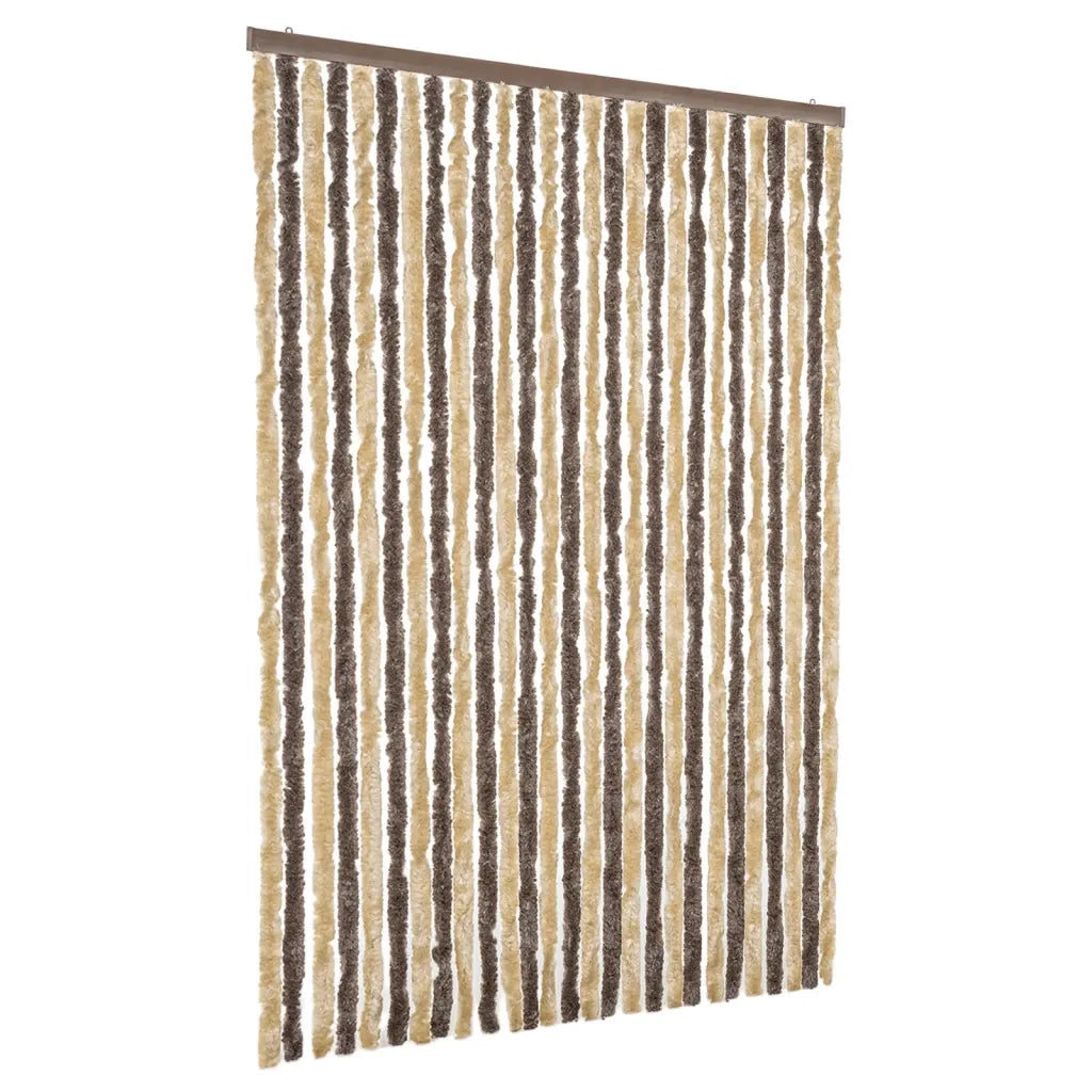 Tenda Antimosche-Zanzariera Marrone Scuro e Beige 118x220 cm in Ciniglia