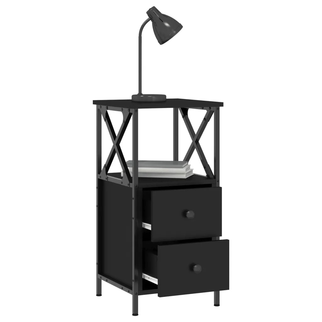 Comodino Nero 34x35,5x70 cm in Legno Multistrato 825943