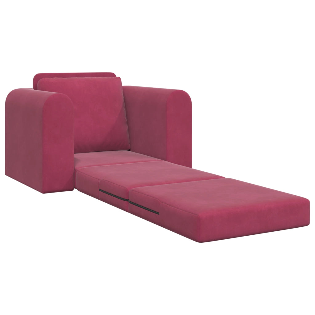 Divano Letto 2 in 1 Rosso Vino 98x71x83 cm Velluto
