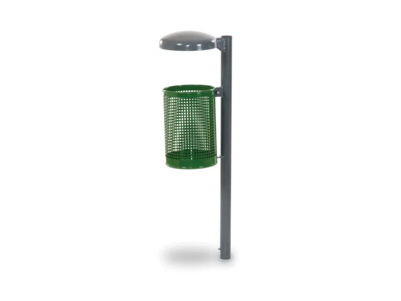 Cestino Fox 606 Giochipark 28L acciaio zincato tettuccio Ø28x40h RAL 6002 - Filo pavimento