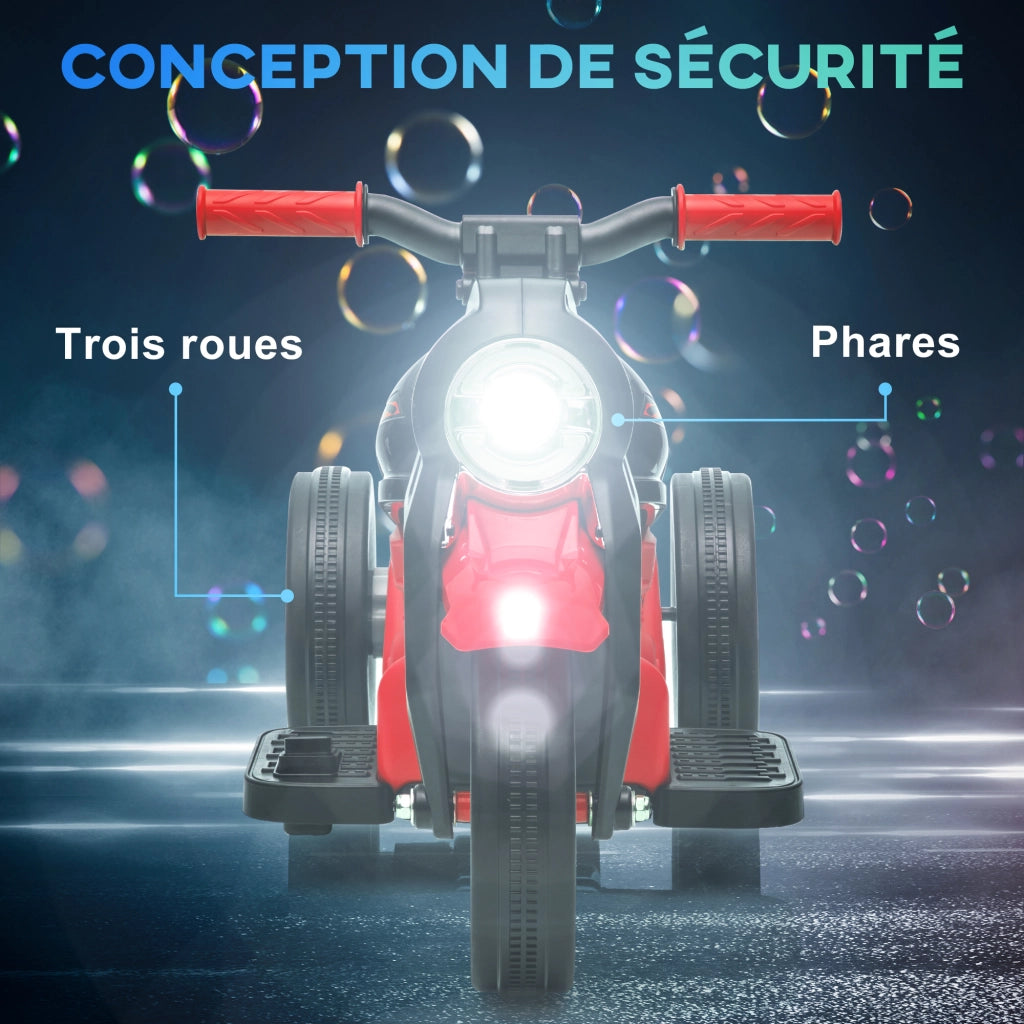 Motociclo Elettrico Bambini 2-5 Anni ¨C Zephmum ¨C 3 Ruote, Rosso, 6V