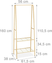 Appendiabiti con asta appendiabiti vano portascarpe e portastivali 2 scomparti 60 cm metallo marrone 13_0002134_2