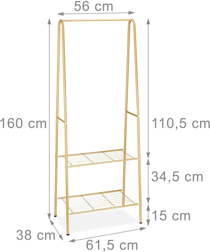 Appendiabiti con asta appendiabiti vano portascarpe e portastivali 2 scomparti 60 cm metallo marrone 13_0002134_2