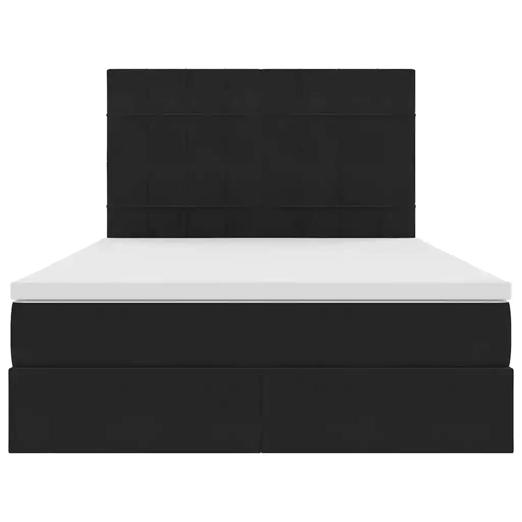 Letto con contenitore e materasso Nero 140 x 190 cm Velluto