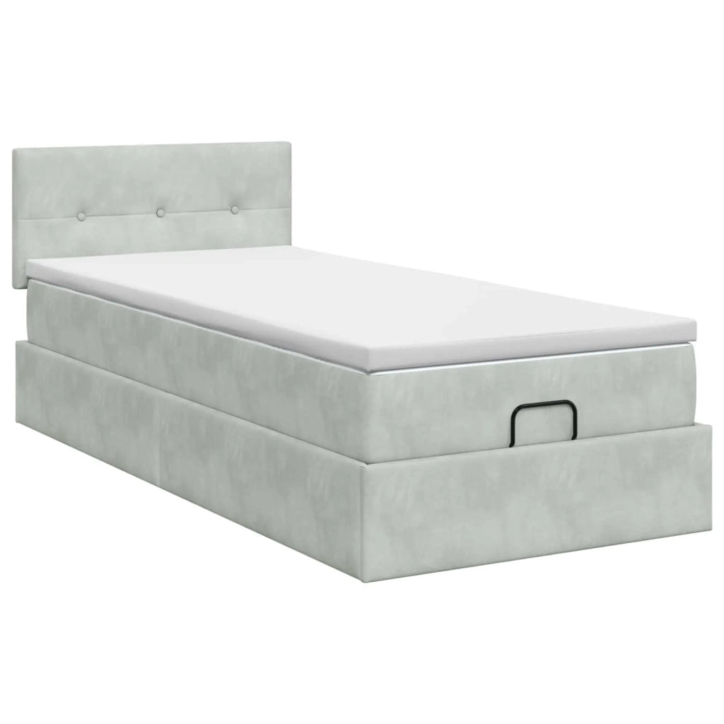 Letto ottomano con materasso Grigio Chiaro 90 x 190 cm Velluto 3456525