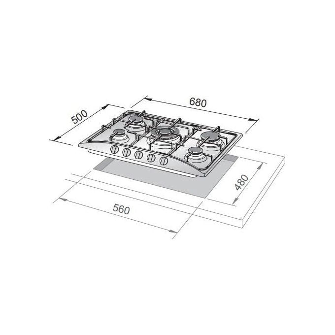 De’Longhi FFT 57 ASV piano cottura Rame Da incasso 68 cm Gas 5 Fornello(i)