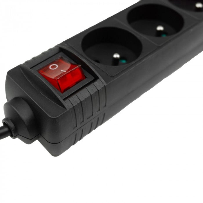 Multipresa 5 prese 1,5 m con interruttore nera Ecolight