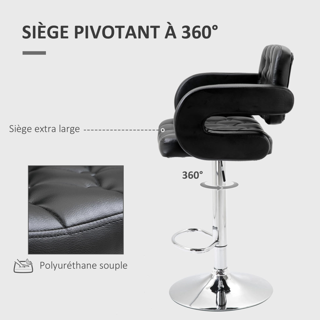 Sgabello da bar regolabile in altezza con schienale e poggiapiedi ¨C zephmum ¨C 61x50x93-113cm nero