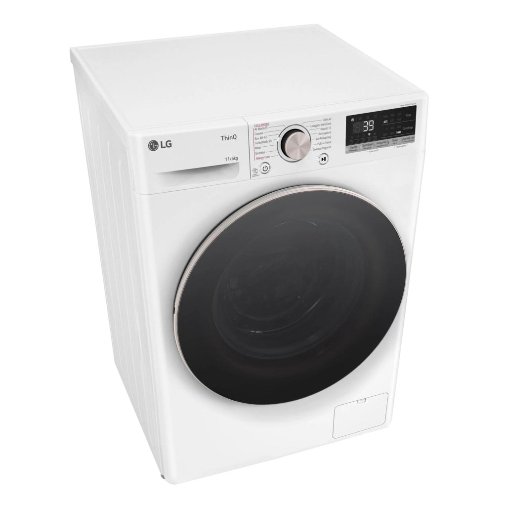 LG D4R7011TSWG Lavasciuga 11/6kg AI DD, Classe D, 1400 giri, TurboWash 360, Vapore, Wi-Fi