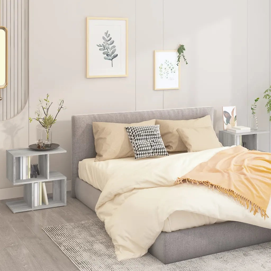 Set di 2 Comodini | Armadio da Notte | Mobiletto da notte Grigio Sonoma 50x30x51,5 cm in Legno Multistrato