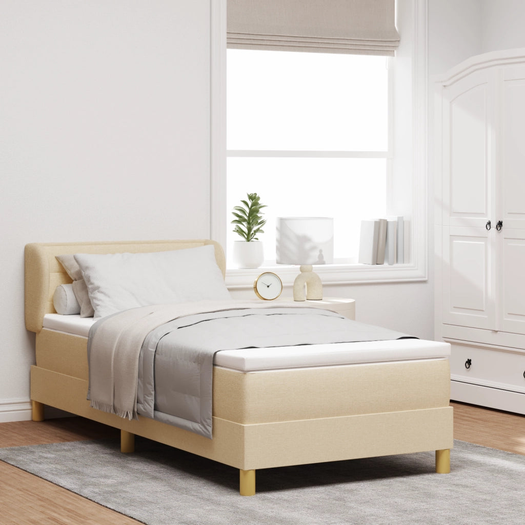letto Box Spring  con materasso crema 100x200 cm in tessuto