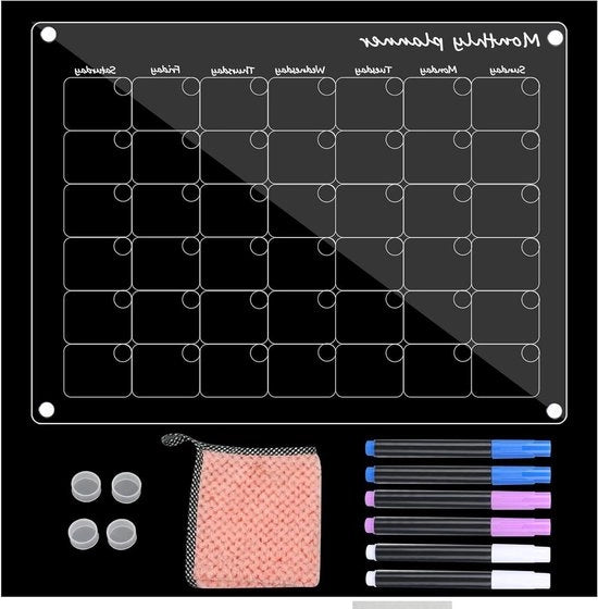 Pannello Magnetico - Calendario e Pianta Mensile per la Cucina - Translucido