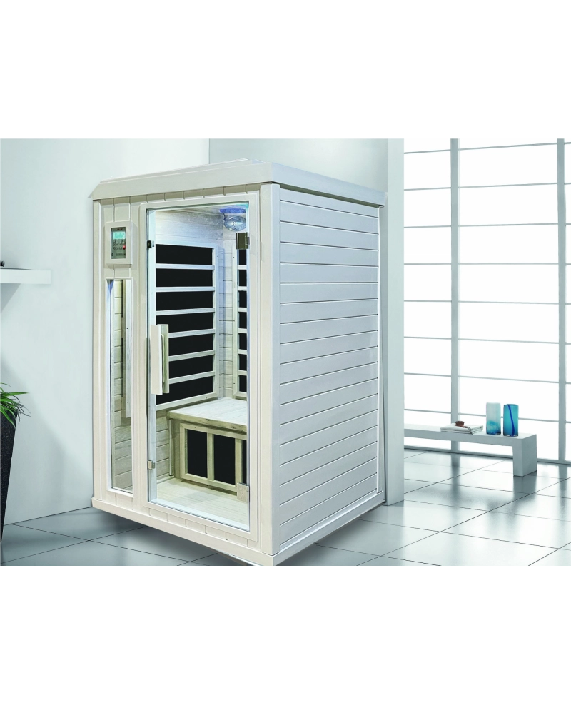 Sauna infrarossi due posti 90x90cm, cromoterapia, ozono, radio legno hemlock Sicorage Lolipa